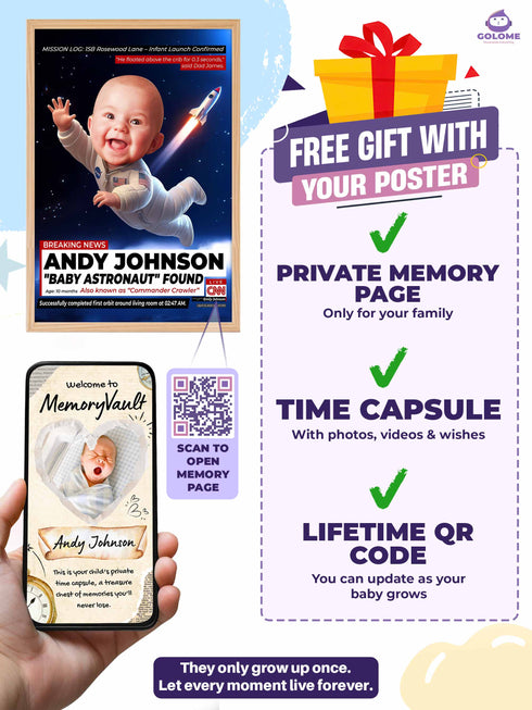 Custom Baby Astronaut Poster – Personalized Space Explorer Wall Art